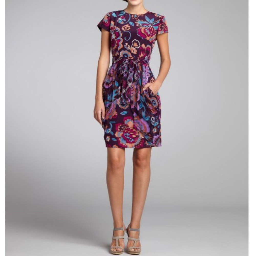 NWT Nanette Lenore plum silk dress with pockets!